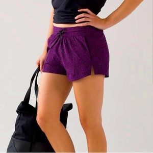 Lululemon Purple drawstring running shorts (size4)